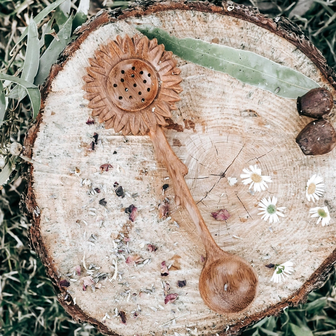 Wooden Sunflower Duo Spoon