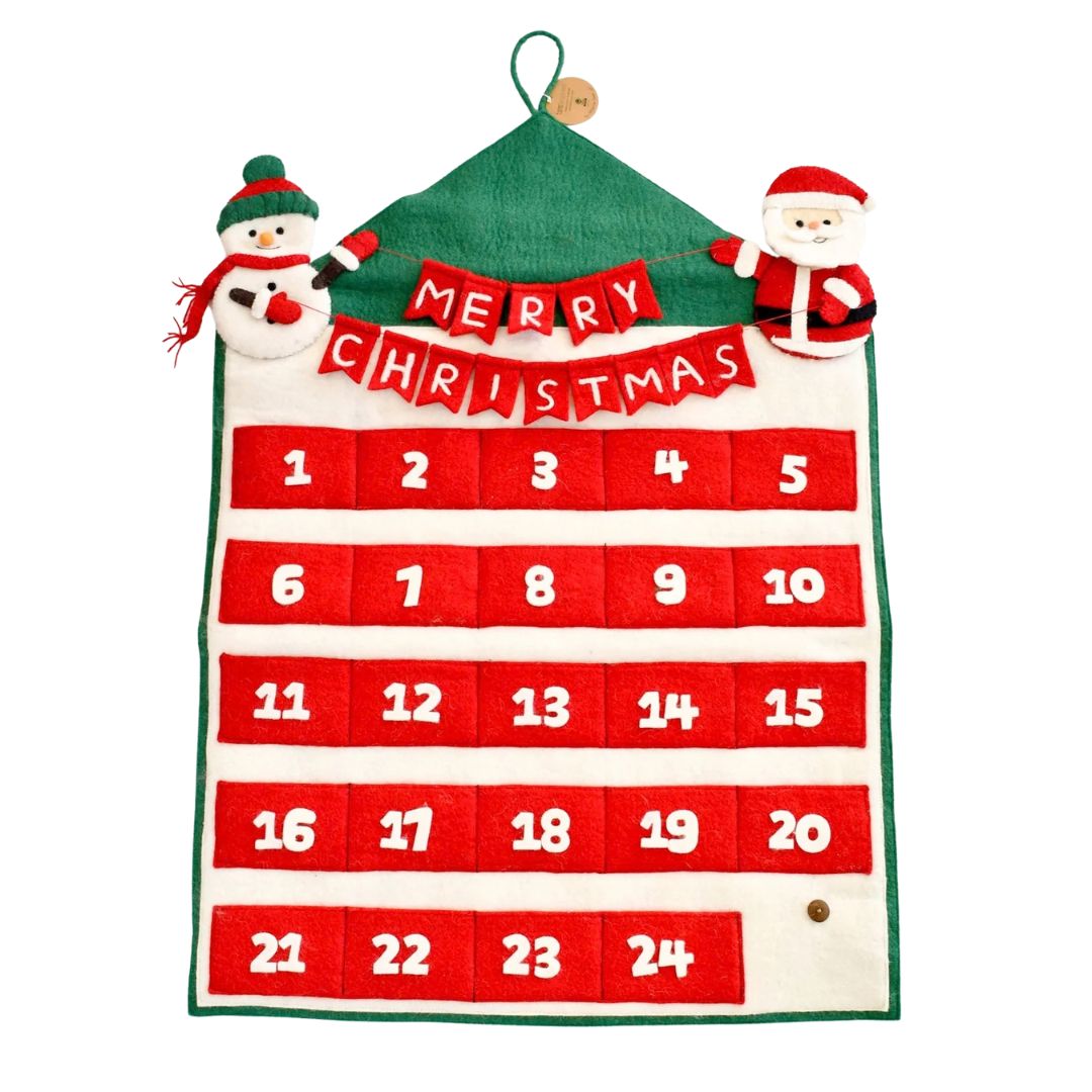 Tara Treasures Felt Christmas Advent Calendar with Snowman and Santa