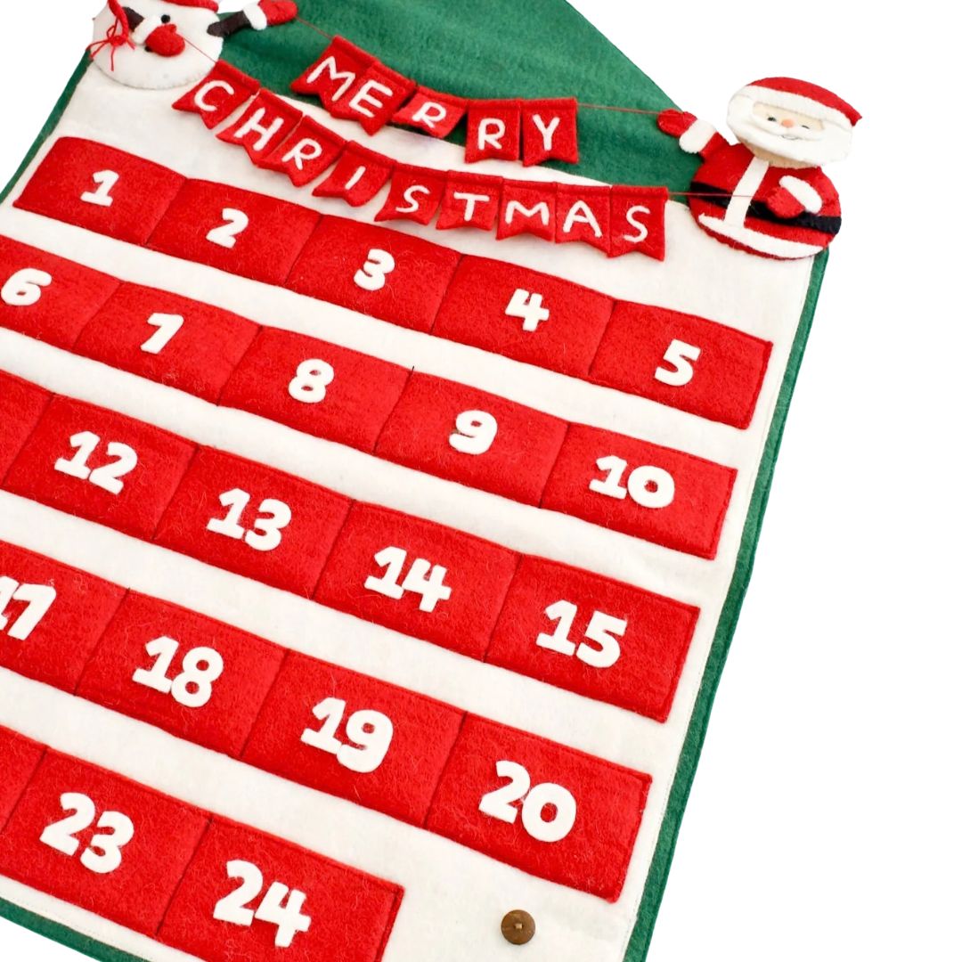 Tara Treasures Felt Christmas Advent Calendar with Snowman and Santa