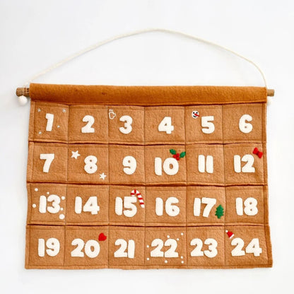 Tara Treasures Felt Christmas Advent Calendar in Gingerbread Colour