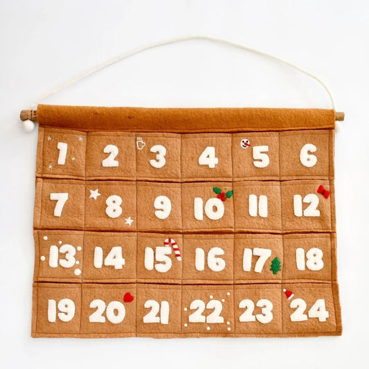 Tara Treasures Felt Christmas Advent Calendar in Gingerbread Colour