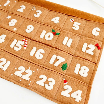 Tara Treasures Felt Christmas Advent Calendar in Gingerbread Colour