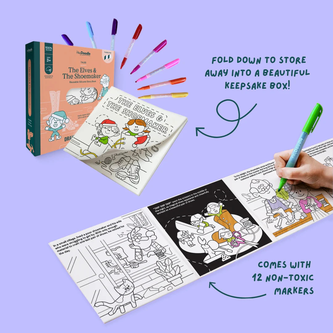 Coloring book with markers on a purple background by heydoodle