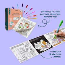 Load image into Gallery viewer, Coloring book with markers on a purple background by heydoodle
