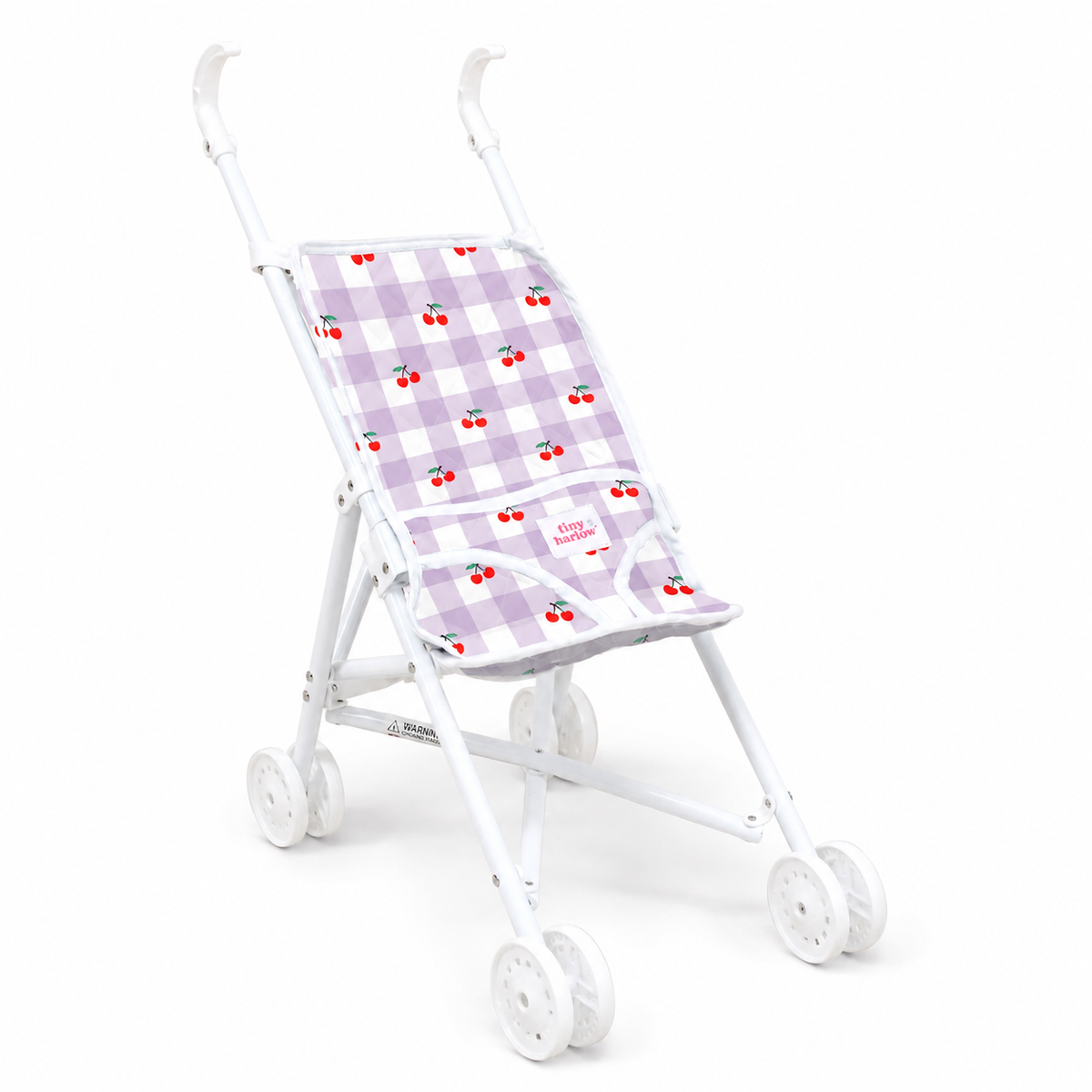 Tiny Harlow Doll's Stroller Lilac Gingham and Cherry
