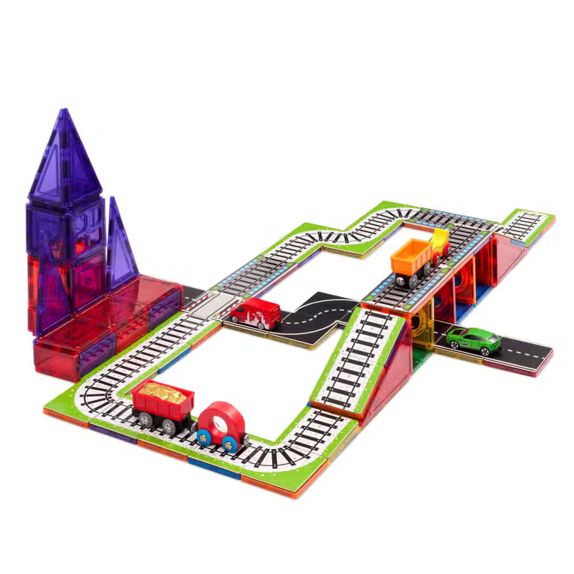 Learn & Grow Magnetic Tile Topper: 36pc Train Pack