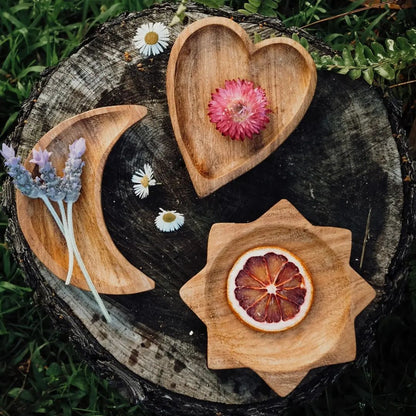 Wooden Hand-Crafted Peace, Love & Sunshine Dish Set