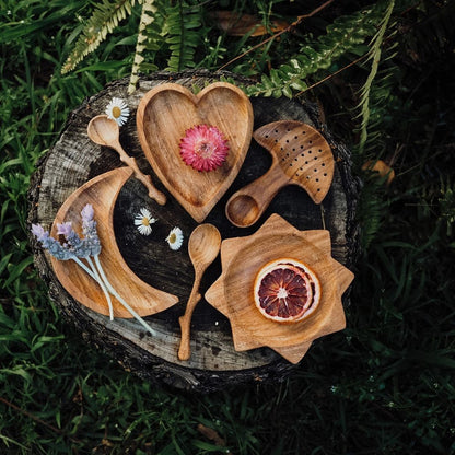 Wooden Hand-Crafted Peace, Love & Sunshine Dish Set