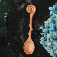 Load image into Gallery viewer, Wooden Hand-Carved Fern Whirl Spoon
