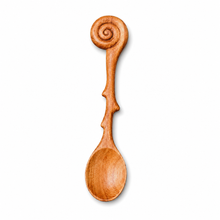 Load image into Gallery viewer, Wooden Hand-Carved Fern Whirl Spoon

