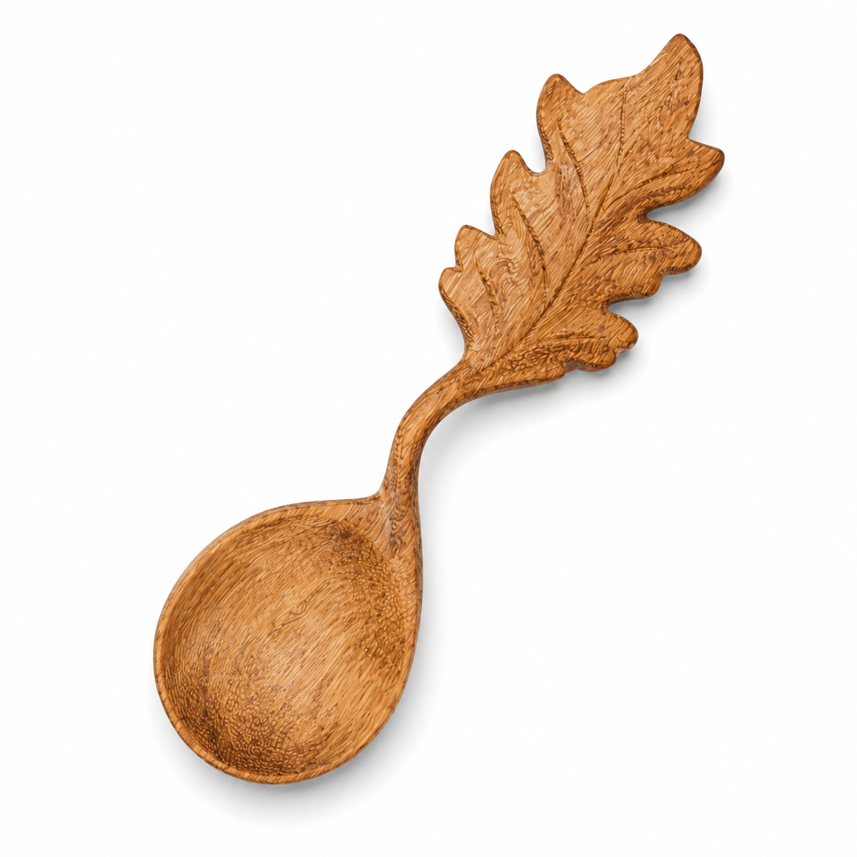 Wooden Hand-Carved Leaf Spoon