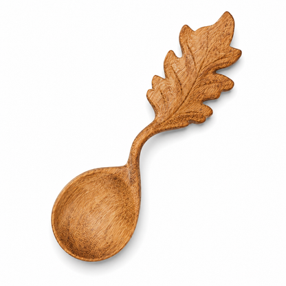 Wooden Hand-Carved Leaf Spoon