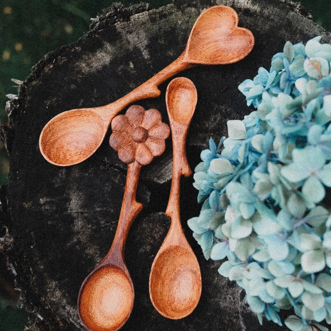 Wooden Hand-Carved Wild Heart Spoon