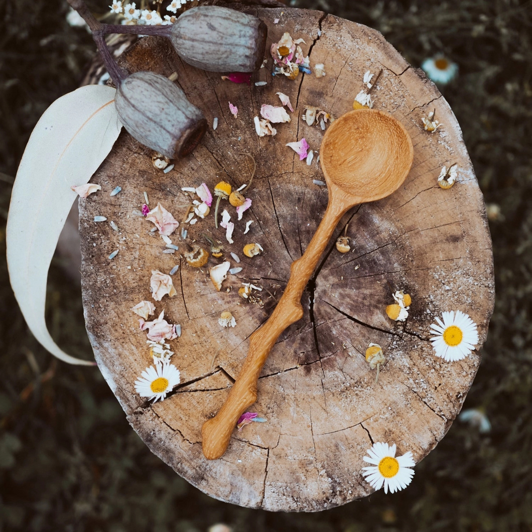 Wooden Hand-Carved Branch Spoon