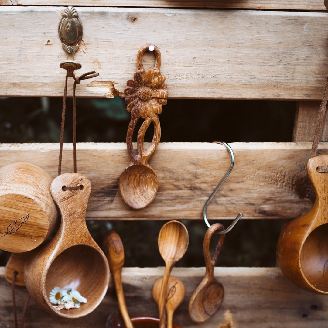 Wooden Hand-Carved Daisy Flower Spoon