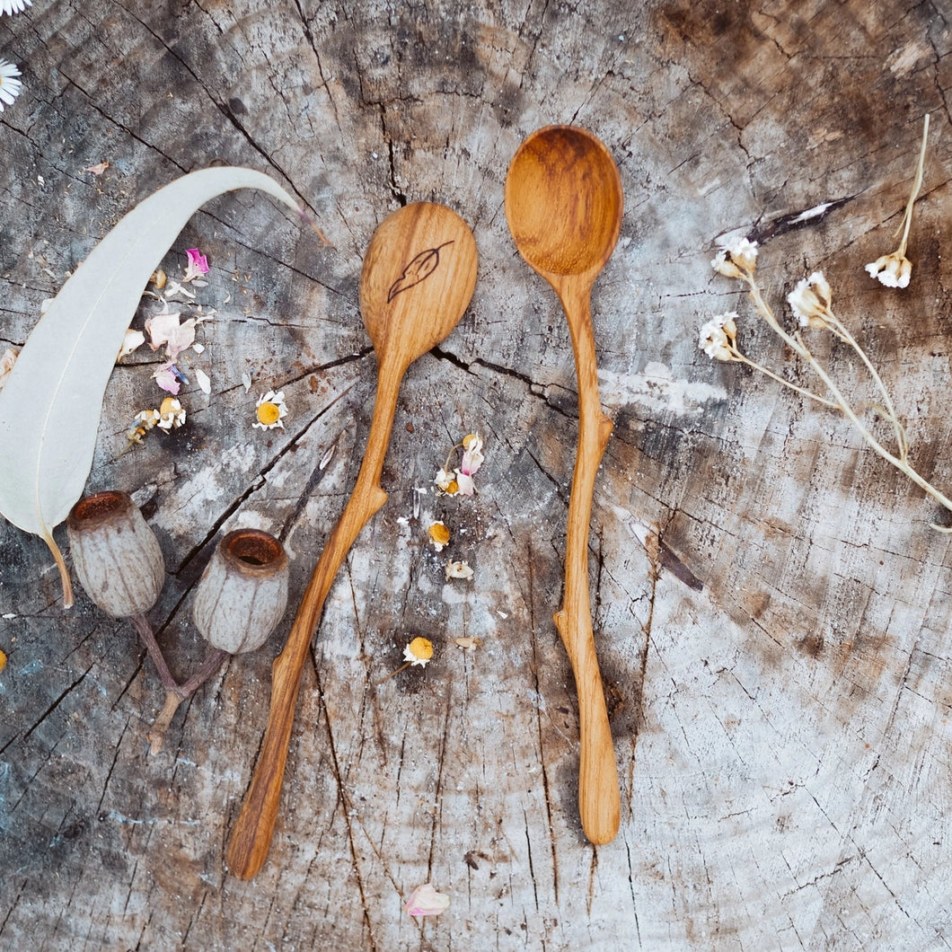 Wooden Hand-Carved Twig Spoon