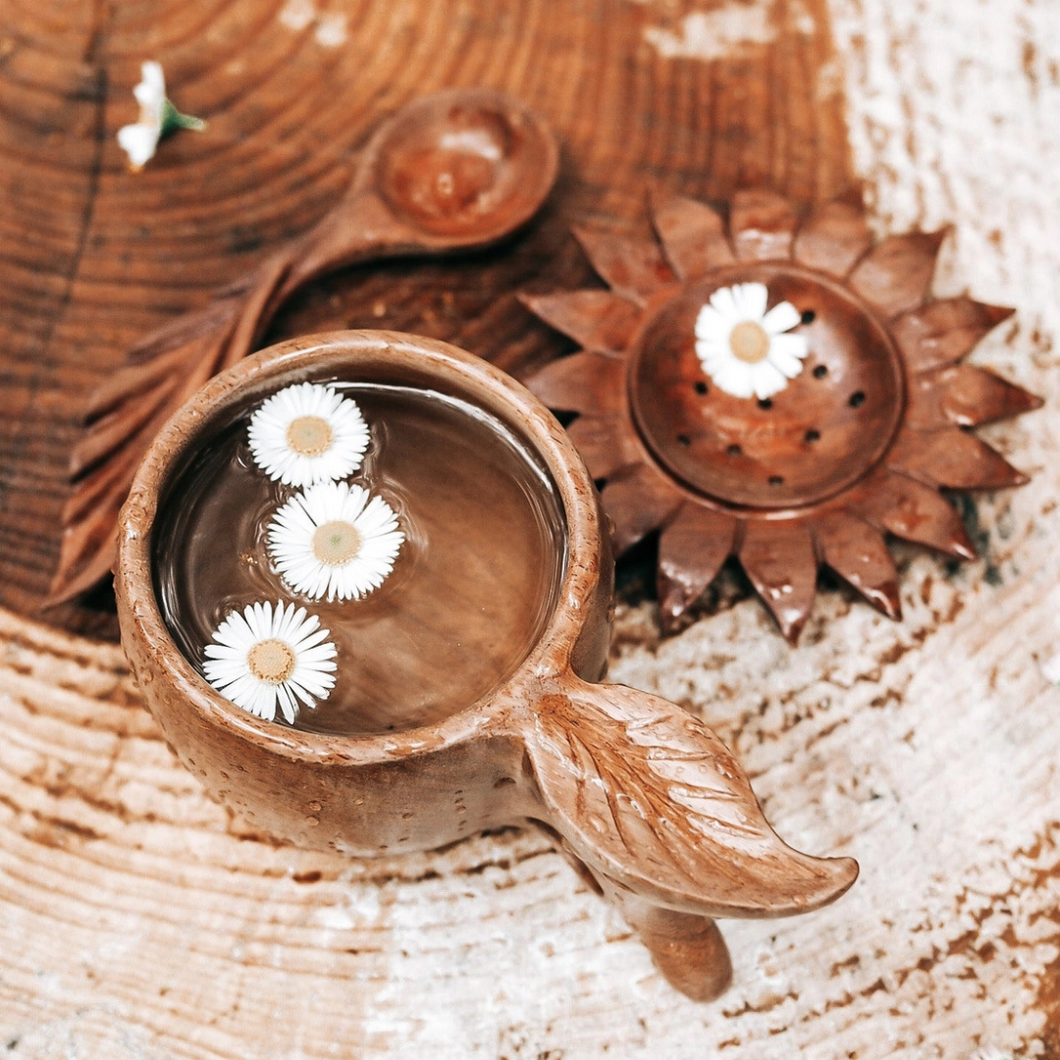 Wooden Hand-crafted Leaf Cup