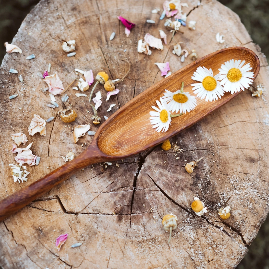 Wooden Hand-Carved Paddle Spoon