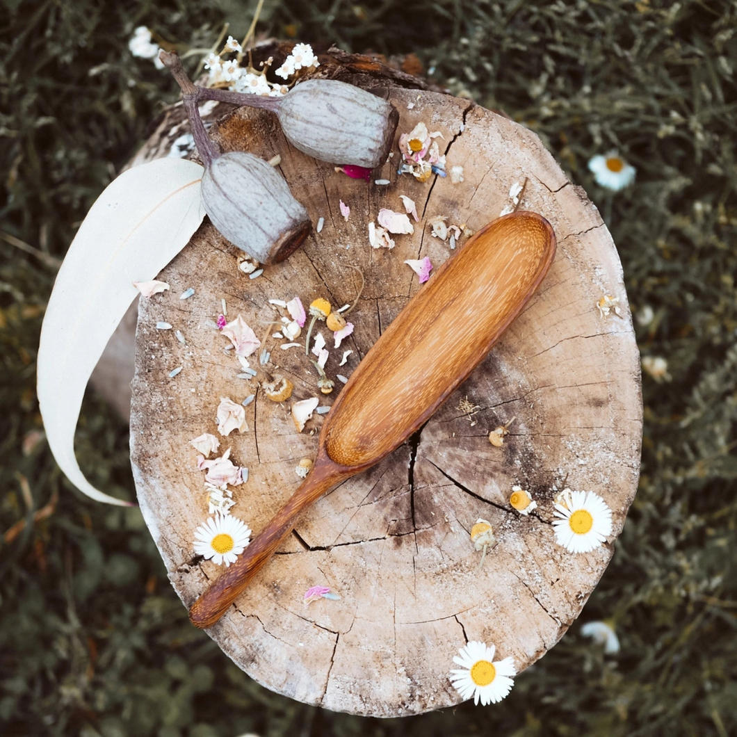 Wooden Hand-Carved Paddle Spoon