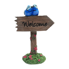 Load image into Gallery viewer, Fairy Garden Welcome Sign with Blue Wrens
