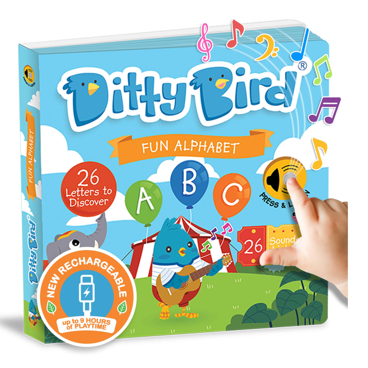 Ditty Bird Fun Alphabet Board Book (Rechargeable)