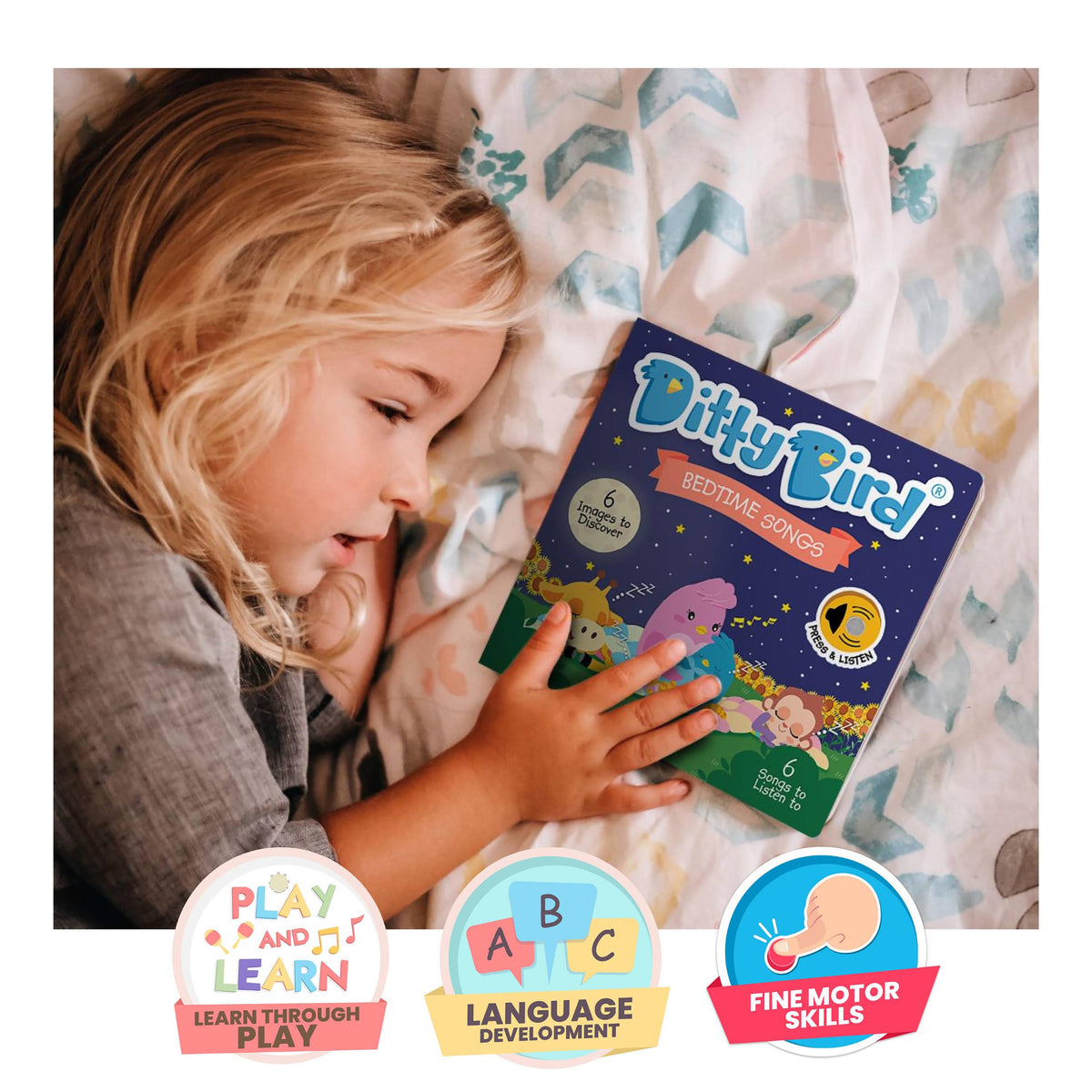 Ditty Bird Bedtime Songs Board Book (Rechargeable)