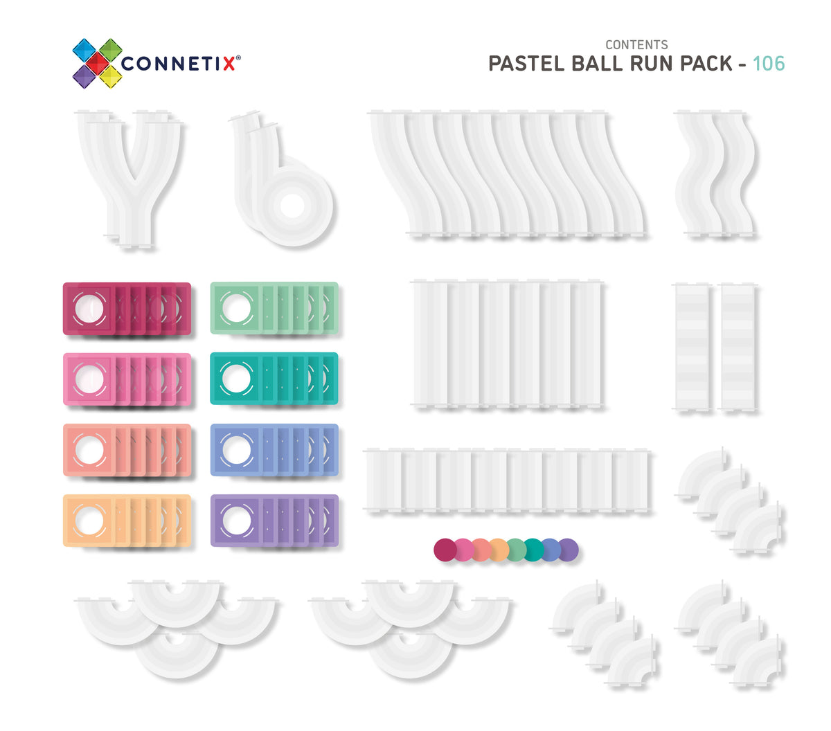 Connetix Pastel 106pc Ball Run Pack