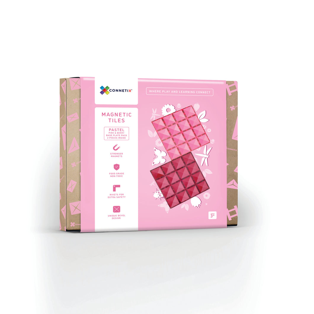 Connetix Pastel 2pc Pink & Berry Base Plate Pack