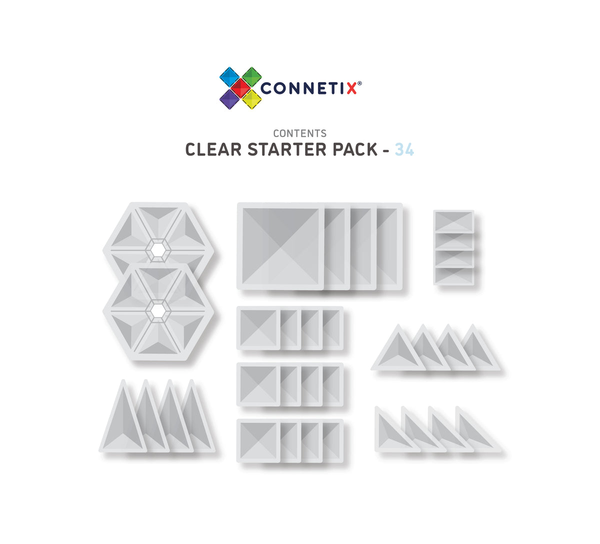 Connetix Clear 34pc Starter Pack