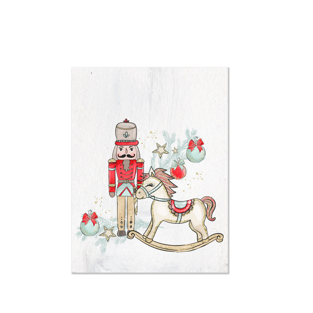 Kangaroo & Kite Christmas Card: Nutcracker & Rocking Horse