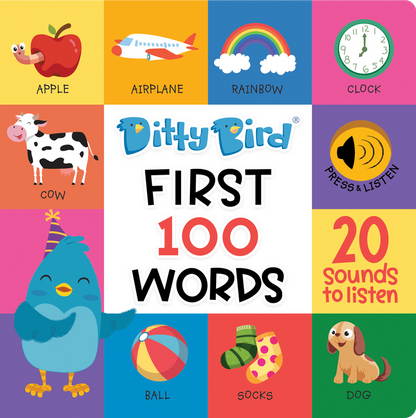 Ditty Bird First 100 Words Board Book (Rechargeable)