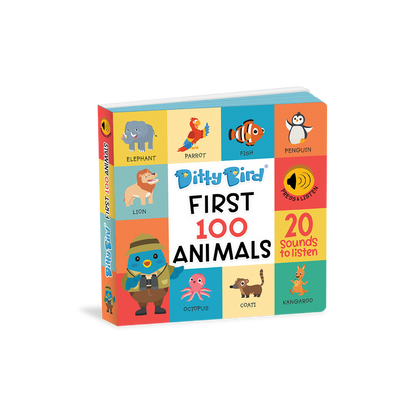 Ditty Bird First 100 Animals Board Book (Rechargeable)