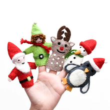 Load image into Gallery viewer, Tara Treasures Christmas Santa Finger Puppet Set
