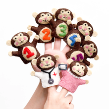 Load image into Gallery viewer, Tara Treasures Five Little Monkeys, Finger Puppet Set
