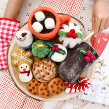 Load image into Gallery viewer, Tara Treasures Felt Grazing Box of Christmas Pretend Play Food (Set B)
