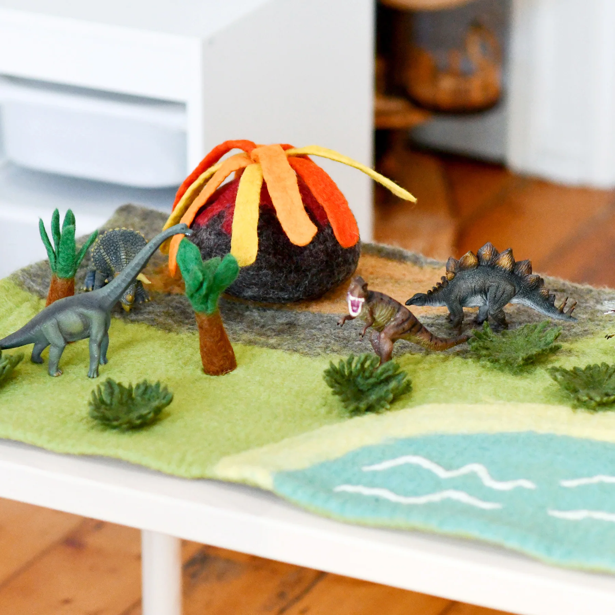 Tara Treasures Large Dinosaur Land with Volcano Playmat