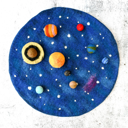 Tara Treasures Solar System Outer Space Play Mat with Felt Planets