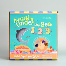 Load image into Gallery viewer, Tara Treasures Australia Under the Sea 1, 2, 3 by Frané Lessac Book and Finger Puppet Set
