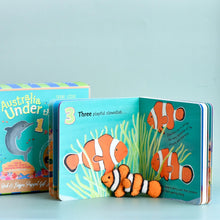 Load image into Gallery viewer, Tara Treasures Australia Under the Sea 1, 2, 3 by Frané Lessac Book and Finger Puppet Set
