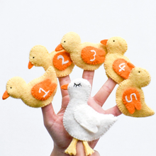 Load image into Gallery viewer, Tara Treasures Five Little Ducks, Finger Puppet Set
